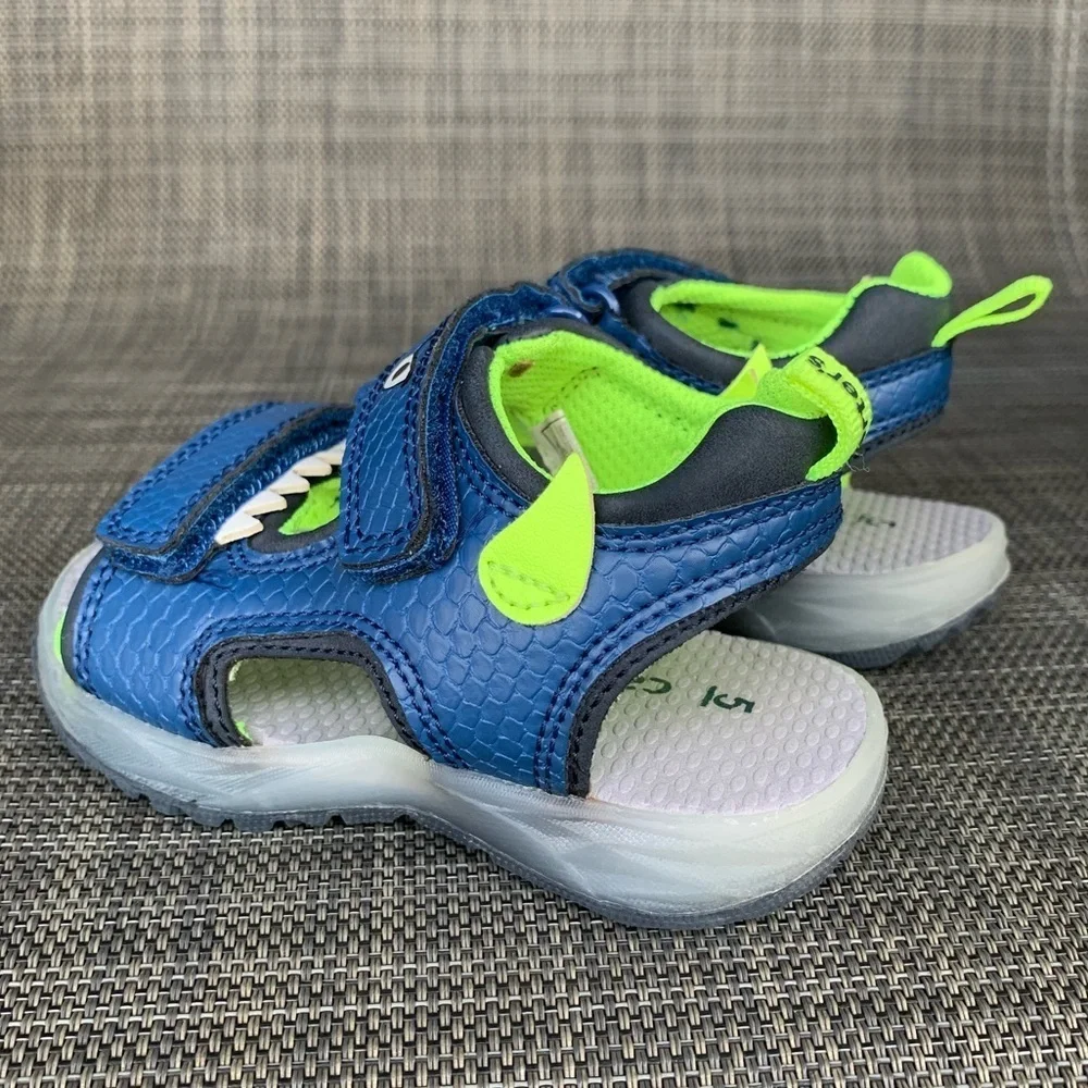 Carter's Cade Monster Blue/Green Light-Up Straps Sandals Shoes Toddler size 5